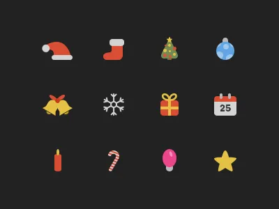 Christmas Icons (Freebie) ball bells calendar candle candy cane cap christmas christmas tree freebie gift icons light png psd santa santa clause snowflake sock star vector