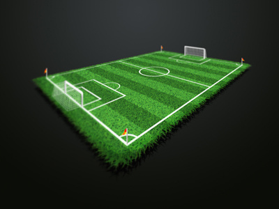 Pitch Ground 3d football grass green ground pitch soccer stadium tiny