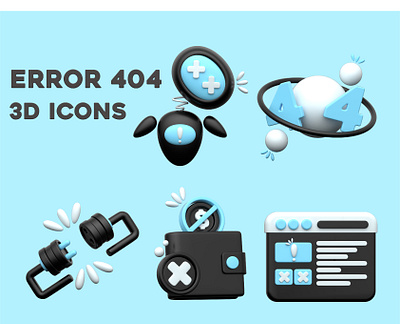 Error 404 3D Icons 3d 404 animation design error graphic design