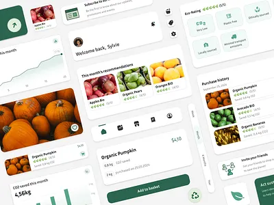 Eco grocery app - UI elements app application design eco ecommerce grocery mobile shopping sustainable ui ux