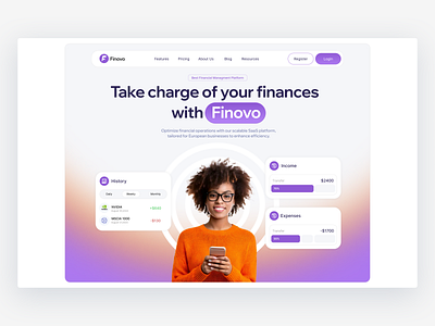 Finovo - landing page branding design graphic design landing page product design ui ux