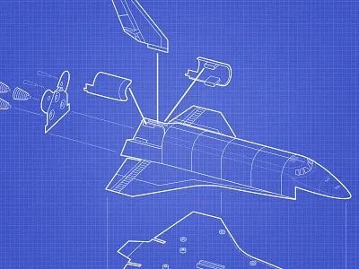 Shuttle Toy Assembly Instructions blueprint illustration line art model