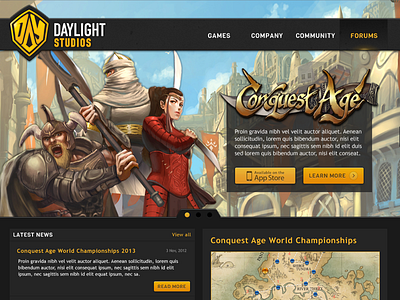 Daylight Studios Home Page black game home orange page studio