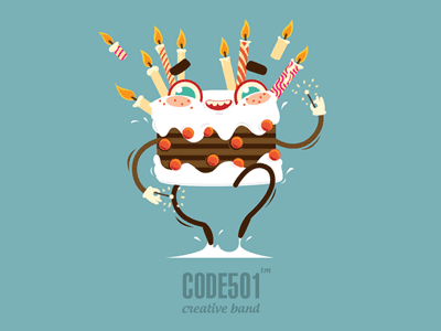 Code501 cake character code501 happy birthday illustration