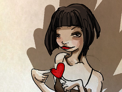 Luv drawing girl heart illustration lipstick photoshop red sketch
