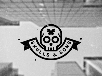 S&S logo butterfly illustration logo logotype retro skull text texture type vintage