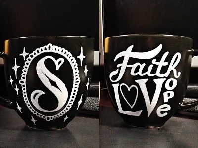 Faith Love Hope Mug ceramic coffee cup custom diy hand lettering type typography