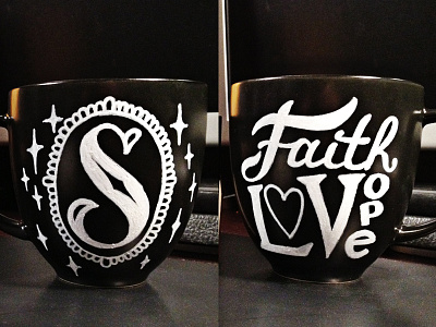 Faith Love Hope Mug ceramic coffee cup custom diy hand lettering type typography