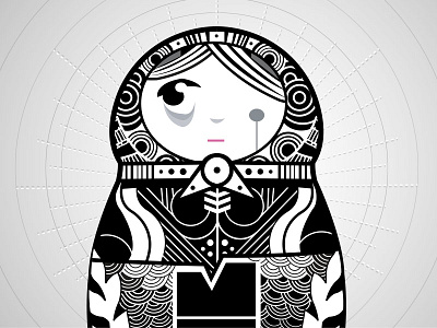 Matryoshka doll grey illustration matryoshka vector