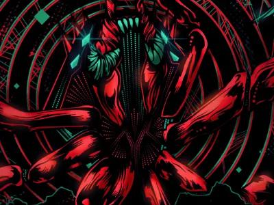 V black business card glow graphic gutierrez metal monster prince red robot skin metal skinmetal spider