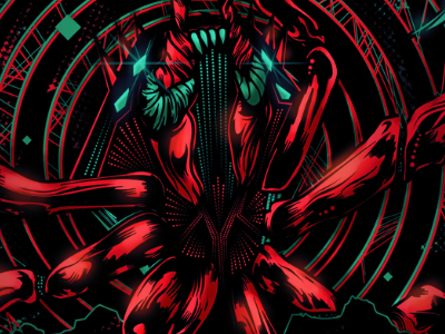V black business card glow graphic gutierrez metal monster prince red robot skin metal skinmetal spider