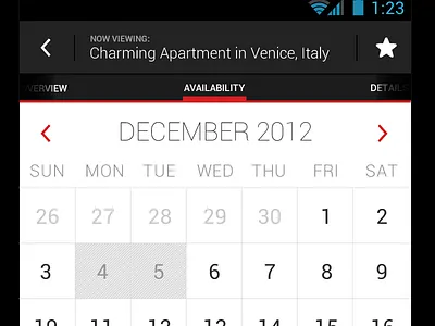 Android Calendar Design android calendar red roomorama travel wip