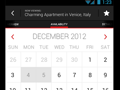 Android Calendar Design android calendar red roomorama travel wip