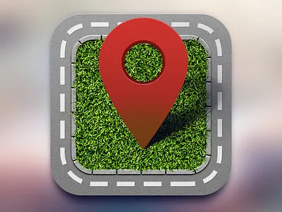 Icon for location based chat service for drivers app apple application asphalt grass icon ios iphone location road