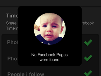 Somebody is sad! Pop Up Alert app connection facebook ios no notification popup ui