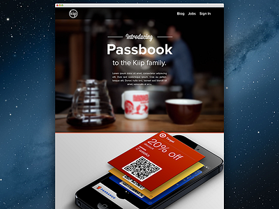 Kiip Passbook Website cover homepage html iphone kiip layout mobile nova passbook photo proxima teaser web website