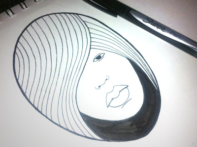 Egg Head blackandwhite face illlustration ink linedrawing micron sharpie