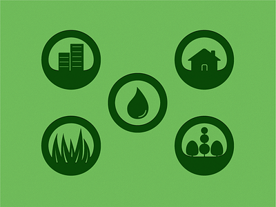 Lawn Maintenance Icons buildings drop grass icon icon set icons minimalist round shrubs