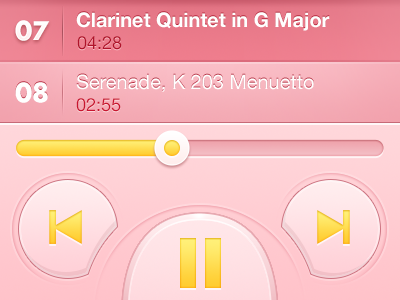 Player pause pink play player slider ui