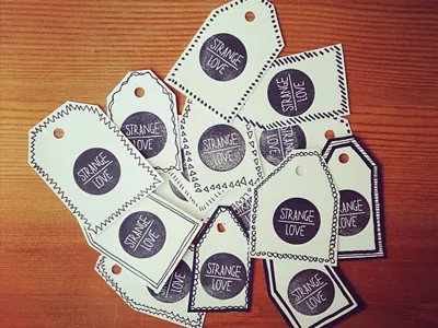 Strangelove Tags christmas hand illustration logo present stamp strangelove tags