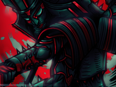 IV business cards graphic black green gutierrez metal red robot samurai skin skinmetal spikes sword warrior