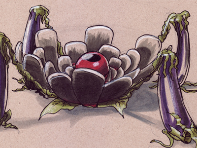 Walking Plant Design 2 character design copic green marker plant purple