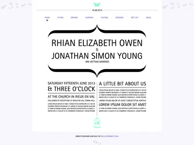 Homepage Full Version One birdcage butterfly lavender leaves marriage married mint rotis sans serif typography website wedding white