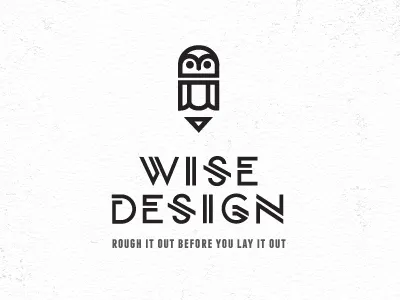 Wise Design bw design graphic icon illustration logo owl pencil