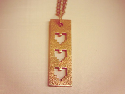 Necklace Concept 3 d printing 8 bit heart metal pixel rockhart video games