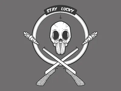 Stay Lucky copic design illustration illustrator ink skull tattoo typography vector