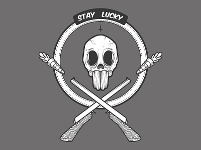 Stay Lucky copic design illustration illustrator ink skull tattoo typography vector