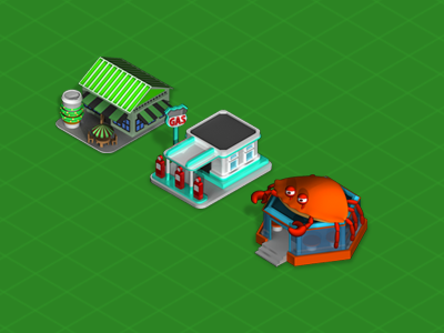 Cartoony Isometric Buildings buildings cartoon game isometric social game