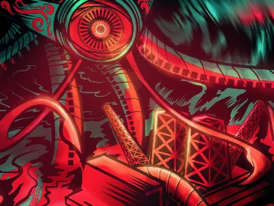 III business cards cyclops eye graphic black green gutierrez kraken monster ocean octopus oil red rig robot squid tentacles tsunami wave