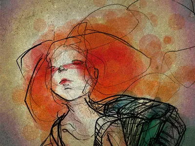 Accordion accordion colours drawing girl illustration photoshop redhead rough sketch