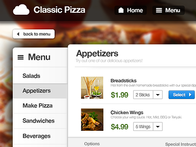 Online Food Ordering Service food menu order restaurant shopping cart side menu