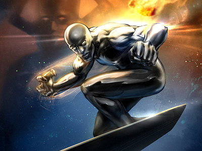 Silver Surfer The Herald art ashraf ghori cg character comics design digital painting silver surfer sketch xpanse cgi