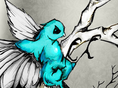 Bird bird blue drawing illustration ink pen photoshop sketch