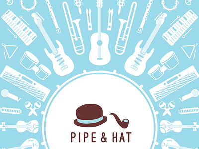 Pipe & Hat at Midem guitar illustration instrument music musical vector