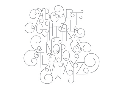 Swirl Alphabet alphabet black and white hand lettering script swashes swirls typography