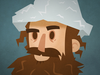 Bum aluminum hat beard bum character illustration