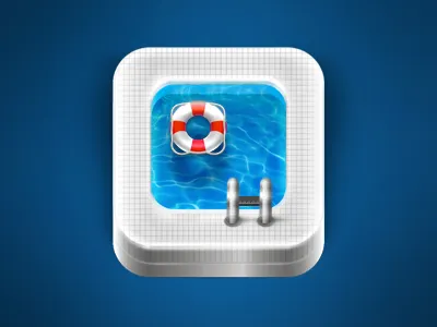 Swimming Pool Icon ios ladder lifebuoy pool water