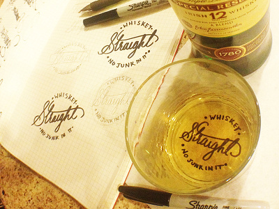 Whiskey Straight [process] hand lettering process sketch whiskey