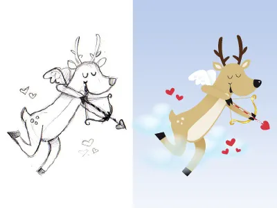 Cupid christmas cupid hearts illustration reindeer santas reindeer vector