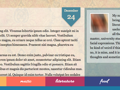 Blog Design for a Friend blog navigation