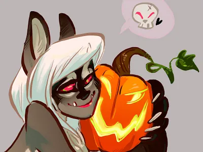 Wolfgirl digital sketch girl halloween haylee herrick skull wolf