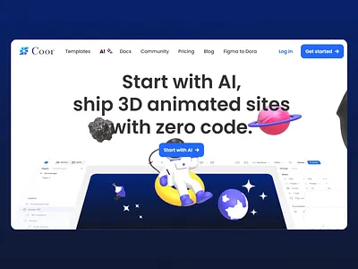 Coor: AI-Powered 3D Platform ai integration ai website bold typography creative development creative ui digital creativity interactive design interactive ux interface modern design motion design platform responsive layout tool ui innovation user friendly interface uxui web builder web design web platform