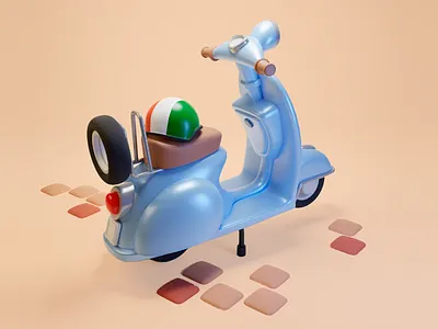 3D Scoot Around the World🛵 3d 3d design 3d scooter adventure colorful colorful design creative creative desing design futuristic futuristic design graphic design italian minimalistic mosaic art scoot vintage