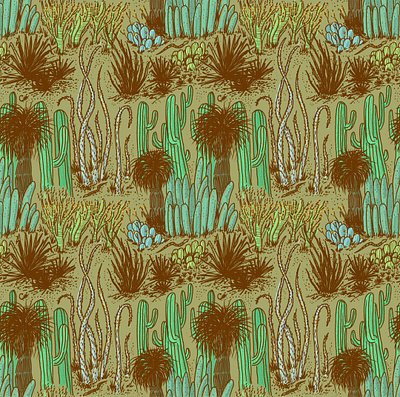 Desert Cactus Repeat cactus desert graphic design illustration succulents surface design textile wallpaper