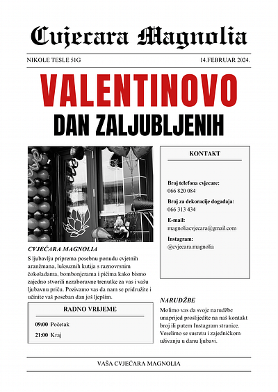 Valentine’s Day FlowerShop Flyer brochure flowershop flyer valentines day