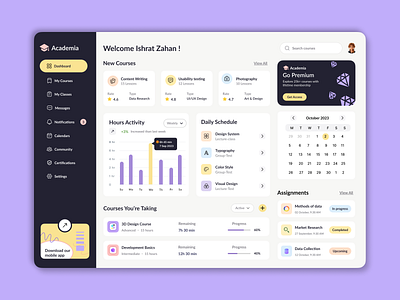 Educational Dashboard for Students dashboard dashboard design design educational dashboard modern dashboard design organized course dashboard ui uiux